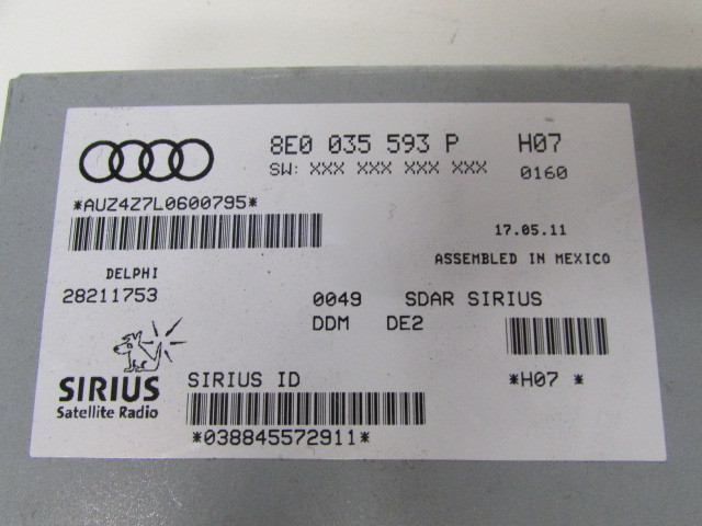 Lamborghini Gallardo, Satellite Radio Control Module, ECU, Used, P/N 8E0035593P