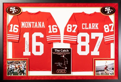 Joe Montana & Dwight Clark Signed & Framed "The Catch" SF 49'ers - JSA