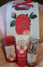 3 Pc Bath  Body Works Gingham Love Gift Set WITH GIFT BOX shower gel cream mist