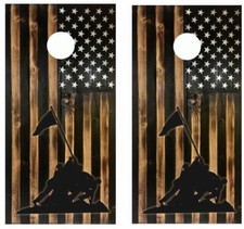Rustic American Flag Cornhole Board Wrap LAMINATED Wrap Decal Vinyl Sticker 3903