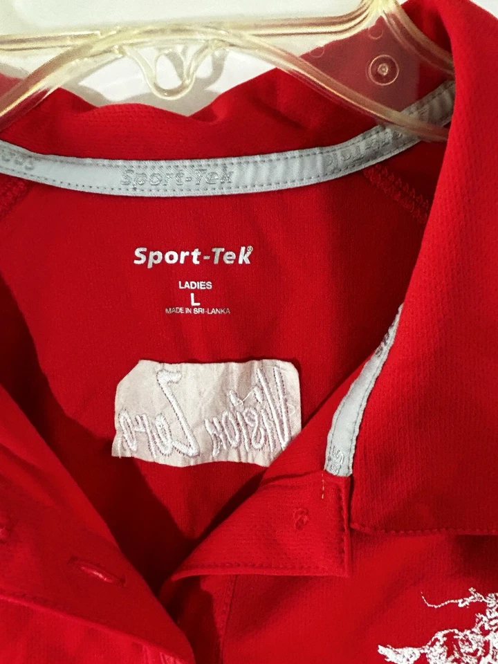 Polo Winchester Vision Zero Sport Tek para mujer talla Lg rojo blanco vintage damas Foto 3 de 4