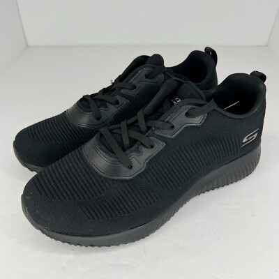 Skechers Bobs Womens 32504W Black Squad Tough Talk Lace Up Size 9 Walking Shoes