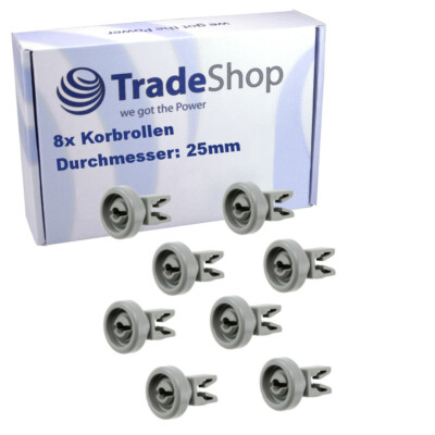 8x Korbrolle 25mmØ für Progress PI1310S PI1310W PI1310X Spülmaschinen