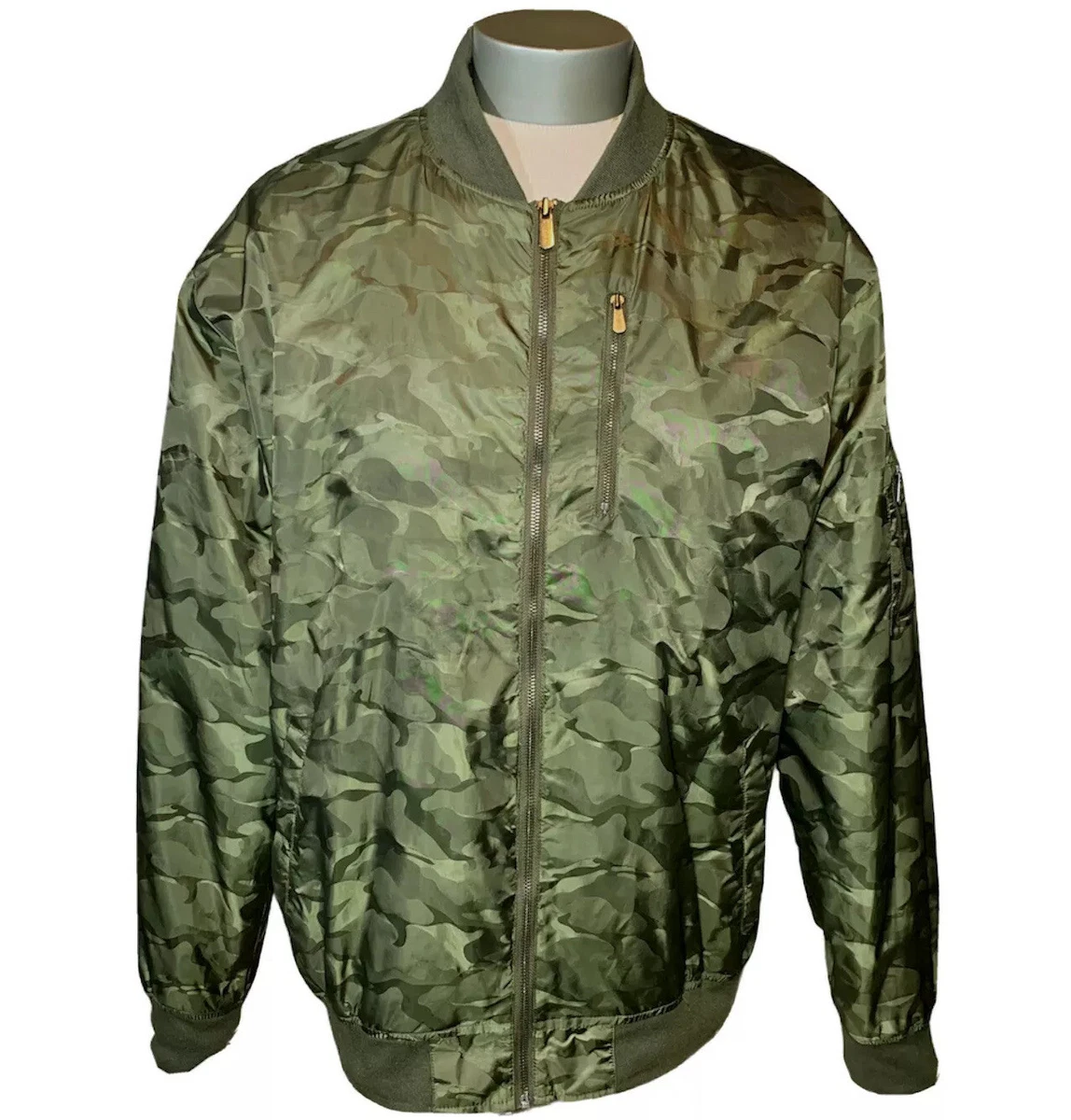 Champs Sports Gear Men's Quilted Bomber Flight Jacket Camo XXL CSG Green |  eBay