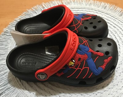 Crocs Kids Boys Shoes Black Spider-Man Clogs, Slip On Shoes C13