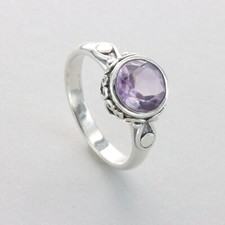 Natural and Round AMETHYST Ring - Multiple Sizes - 925 STERLING SILVER 11e