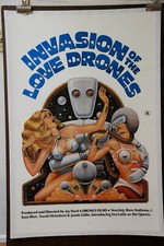 1977 INVASION OF THE LOVE DRONES RARE POSTER FOR X RATED FILM LINENBACKED MINT