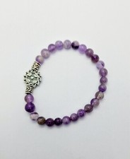 PULSERA CRUZ ORLADA PEQUEÑA 1,5 CM AMATISTA  21 CM PARRAVICINI PLATA 925ML