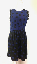 NWT Corey Lynn Calter Anthropologie Split Dots in Blue Black Polka Dot Open Back