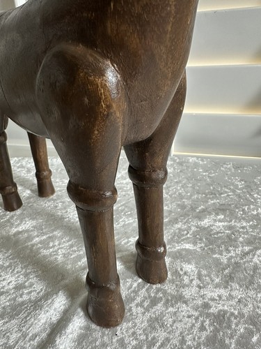 Vintage / Antique Old Hand Crafted Standing Wooden Horse Statue - Picture 14 of 17