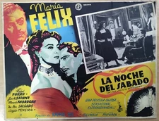MARIA FELIX "La Noche del Sabado" (1950) 2 Photo Lobby Cards & Movie Herald