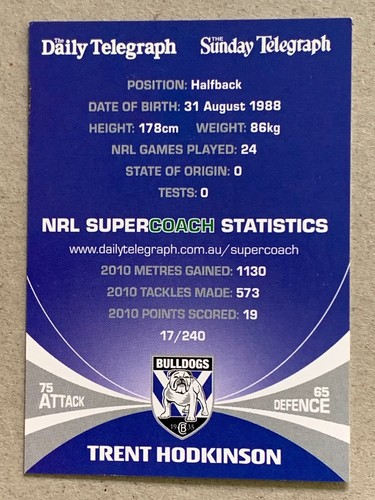 2011 Daily Telegraph NRL Card-Single Cards-Choose from Dropdown List-Average. - Picture 35 of 121