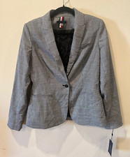 Tommy Hilfiger Classic Plaid Blazer NWT Sz 6 Woven B/W Single Button Americana