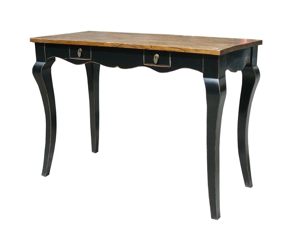 Rustic Raw Plank Black Curve Legs Console Writing Desk Table mh307 - Image 4 of 4