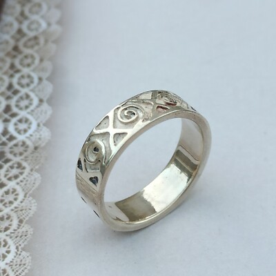 アクセサリー vintage ring 925 silver Mens Vintage Band Ring Silver 925 Solid Art Deco Swirls