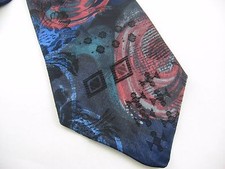 Vintage 90s Mens Necktie Abstract Geometric Swirl Pattern Multicolor USA Made