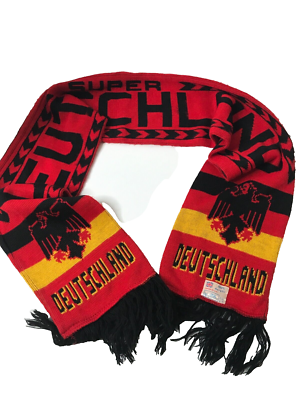 Deutschland Germany Team Football Scarf Red/Yellow/Black Fringe