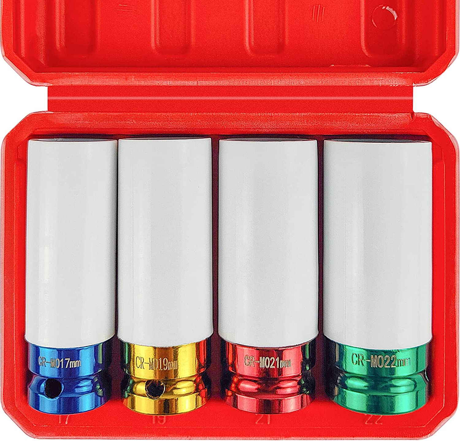 4Pcs 1/2 Inch Lug Nut Socket Set, Wheel Protector Thin Wall Deep Impact Socket, 