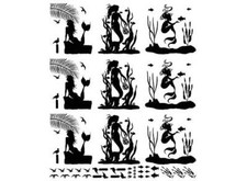 My Mermaids 9 pcs 2 Inch Black Fused Glass Decals