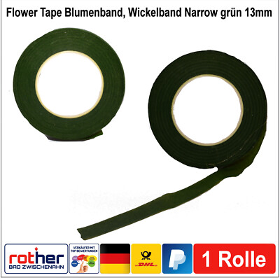 1x Flower Tape Blumenband, Wickelband Narrow grün 13mm 27,5m Rolle