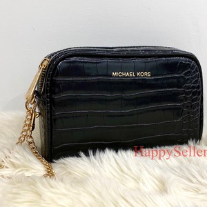 michael kors black clutch with gold chain