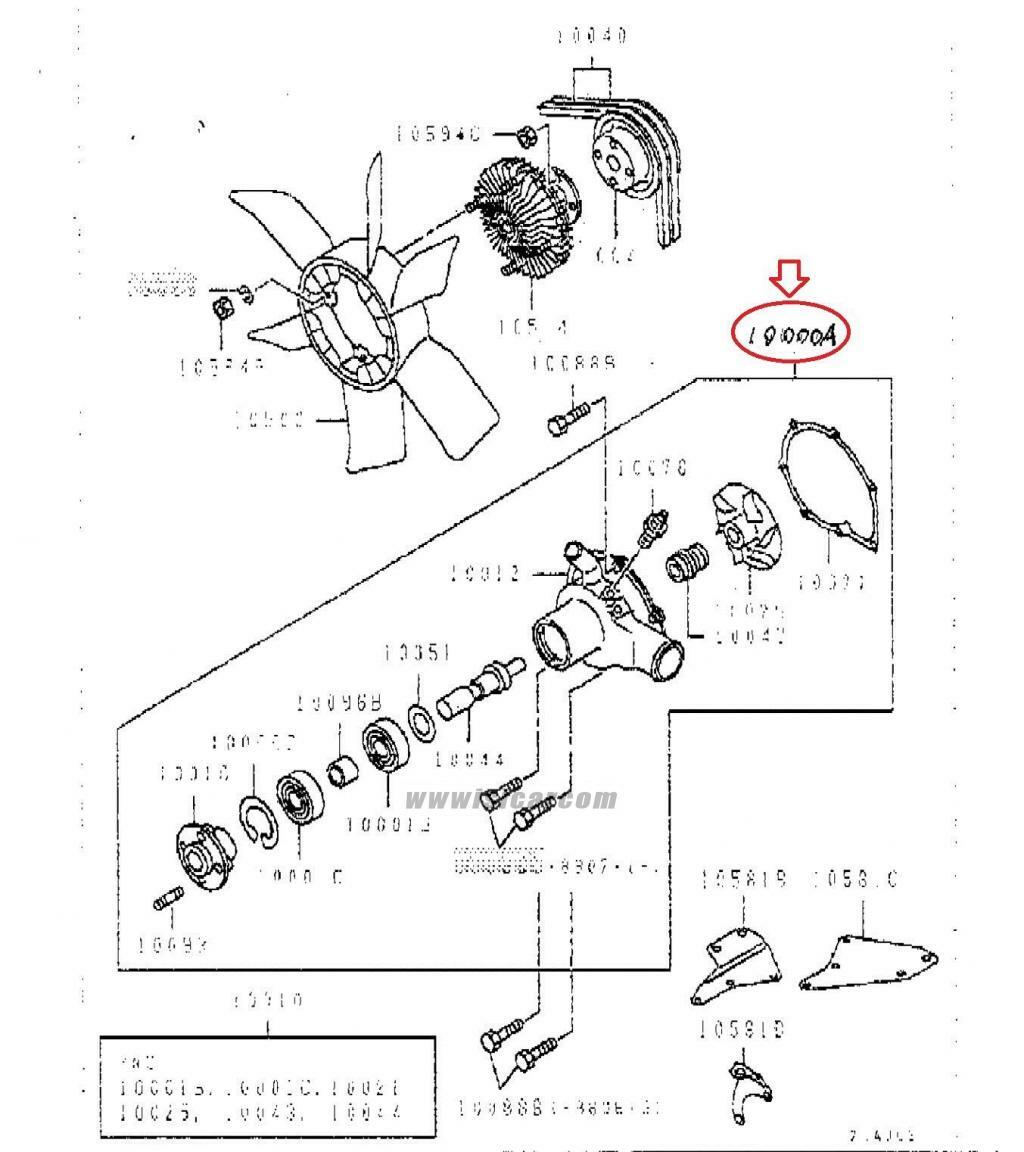 MITSUBISHI FUSO FIGHTER FK415J GENUINE WATER PUMP ME996801 JAPAN