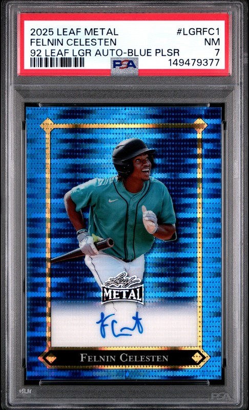 2025 LEAF METAL 92 LEAF LEAF GOLD ROOKIES AUTOS FELNIN CELESTEN 7/7 PSA 7