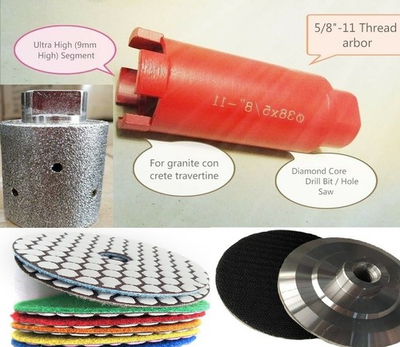 #ad #ad 1 3 8quot; Diamond Core Bit Drum Polishing Pads Concrete Granite Countertop Kit $89.99