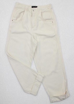 Massimo Dutti Damen Jeans UK 6 EU 34 Creme Cropped Turn Up Straight Leg