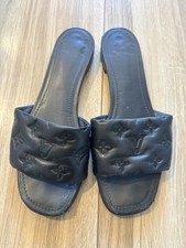 Louis Vuitton Revival Black Flat Mule Sandals Size 38