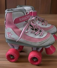 Roller Derby Firestar Roller Skates Youth Girl's Size 1 White Neon Pink With Box