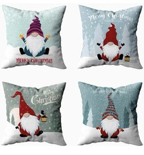 4 Double-Sided Christmas Pillow Covers Gnomes.20  x20  .New.Ships In 24 Hr.SKU32 B