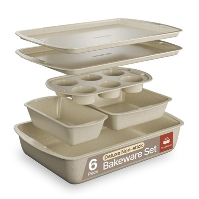 Bakken Swiss - Bakeware Set   6 Piece   Stackable, Deluxe, Non-Stick