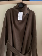 ZARA Khaki Green Brown High Neck Wool Blend Coat Size S (Ref: 7522/250)