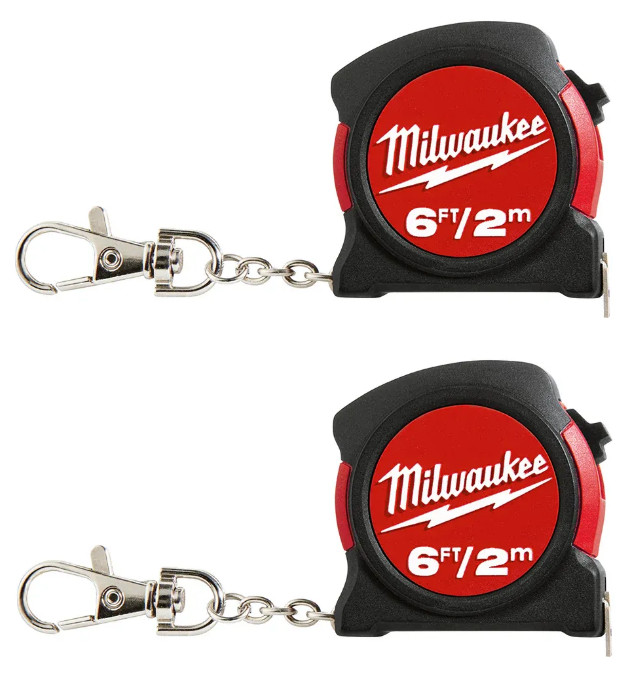 2 Milwaukee 48-22-5506 6'/2-m Keychain Tape Measure