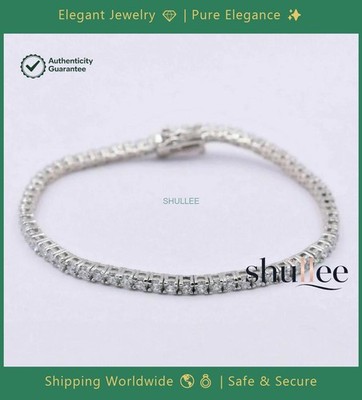 Round Cut Natural Diamond Birthday Gift Tennis Bracelet Solid 14k White Gold
