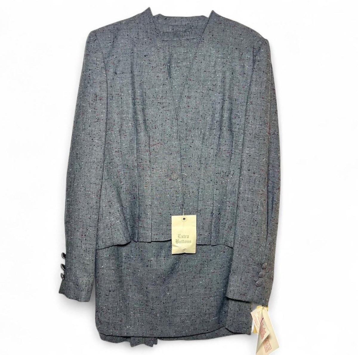Vintage Sarah Taylor Women's Tweed Silk Suit Set Blazer & Skirt