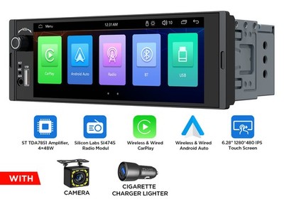X3U 6,28'' IPS 1 DIN Universal Autoradio CarPlay Android Auto Bluetooth RDS Radio