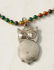 Kids Necklace Multicolored Chain W/Owl Attached 16 in. Long