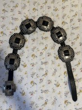 Roper Women's Western Belt, Black Leather Cross Concho NWOT Size M 30/32