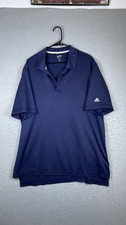 Adidas Polo Shirt Mens 2XL Blue Solid Climalite Golf Performance Short Sleeve