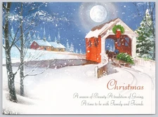 Bringing Home the Tree Christmas Card Covered Bridge Expressions Greetings