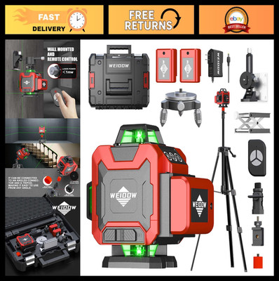 Self-Leveling 4D Green Laser Level with Tripod & Batteries - Perfect for Home Re