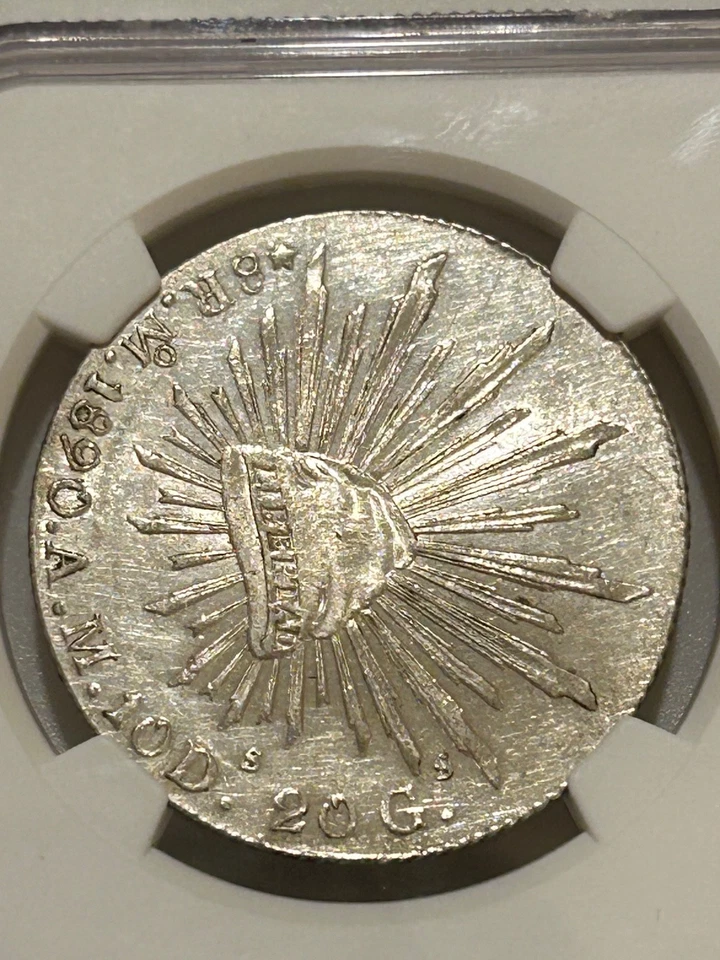 1890 Mo AM Mexico Silver 8 Reales NGC Unc Details - Image 4 of 4
