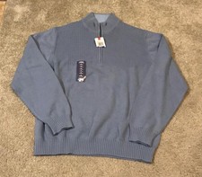 NWT Men's IZOD Saltwater Hyannis blue knit 1/4 zip sweater - XL