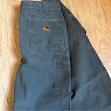 Carhartt Green Utility Pants, Work Carpenter Rugged Heavy Duty