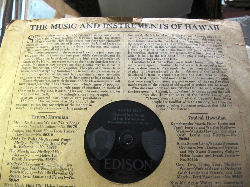 EDISON 50210 MUSIC OF HAWAII Sleeve 1914 Toots Paka's Hawaiians-Akahi Hoi Ninipo