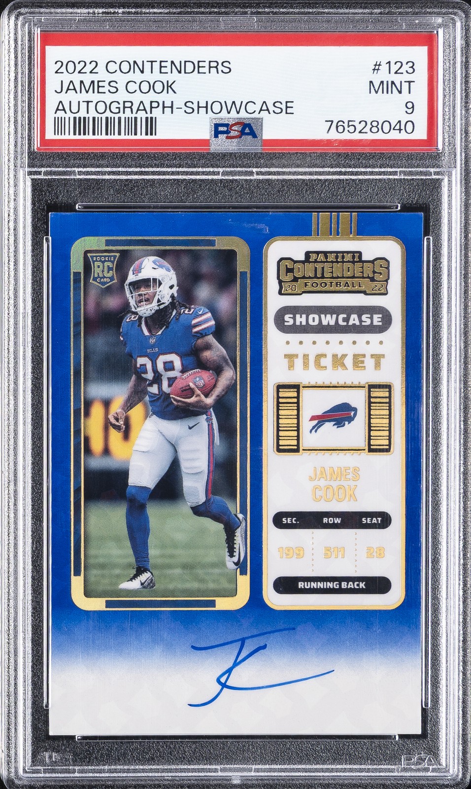 2022 CONTENDERS AUTO-SC #123 JAMES COOK PSA 9