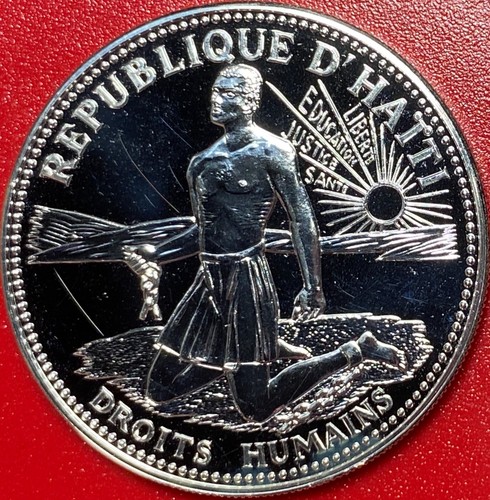 1977 HAITI 50 GOURDES .64 OZ SILVER PROOF-LK BU "HUMAN RIGHTS" RARE M=800 COINS!