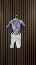 The Children's Place Plaid Bodysuit Pants Set Baby Boys 3-6M 2pc Outfit White